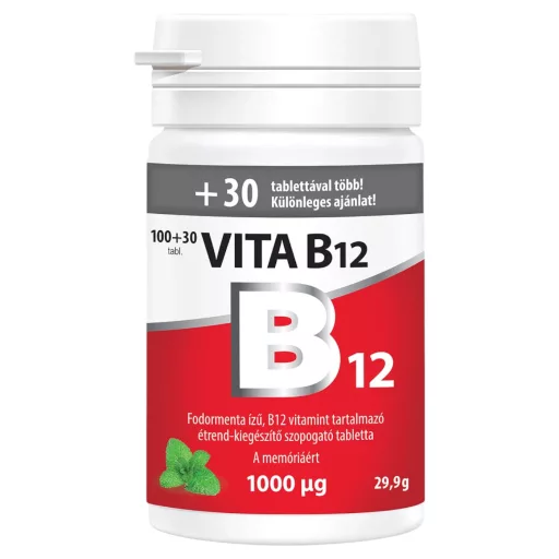 Vitabalans B12-vitamin 1000 mcg étrend-kiegészítő szopogató tabletta 100 + 30 db