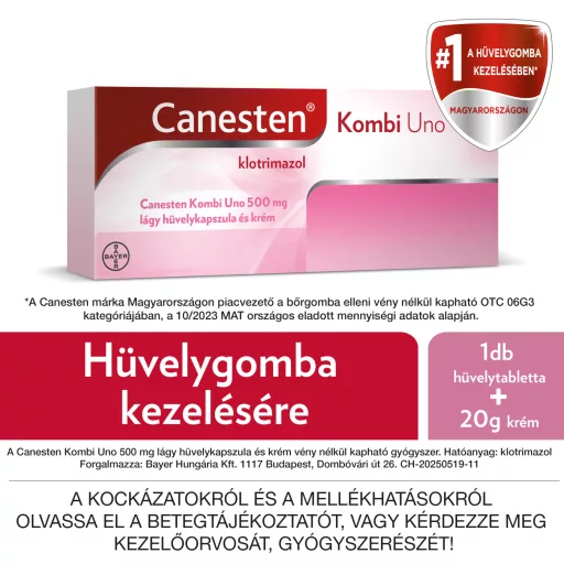 Canesten Kombi Uno 500 mg lágy hüvelykapszula + 10mg/g krém