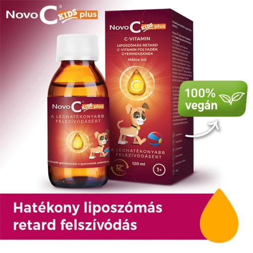 Novo C Kids liposzómás málnás C-vitamin folyadék 120 ml