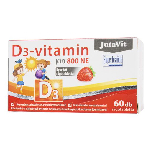 JutaVit D3-vitamin Kid 800 NE 20 mcg eper ízű rágótabletta 60 db
