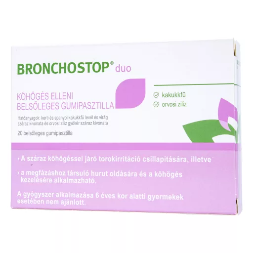 Bronchostop Duo köhögés elleni belsőleges gumipasztilla 20 db