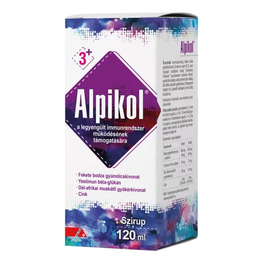 Alpikol gyögynövény + cink málna ízű szirup 120 ml