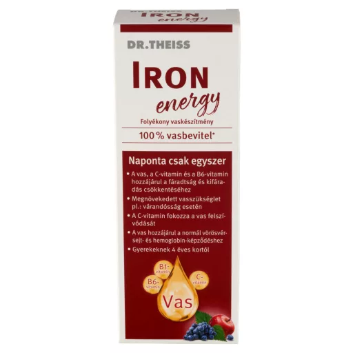 Dr. Theiss Iron energy folyékony étrend-kiegészítő vassal és vitaminokkal, édesítőszerrel 250 ml