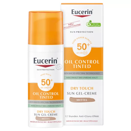 Eucerin Sun Oil Control színezett napozó krém-gél arcra medium SPF50+ 50 ml