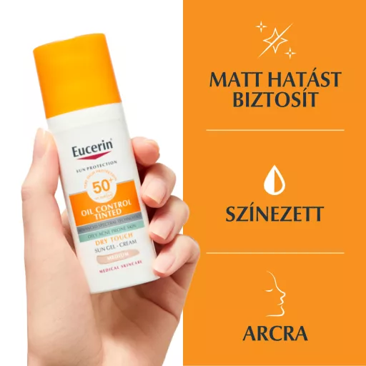 Eucerin Sun Oil Control színezett napozó krém-gél arcra medium SPF50+ 50 ml
