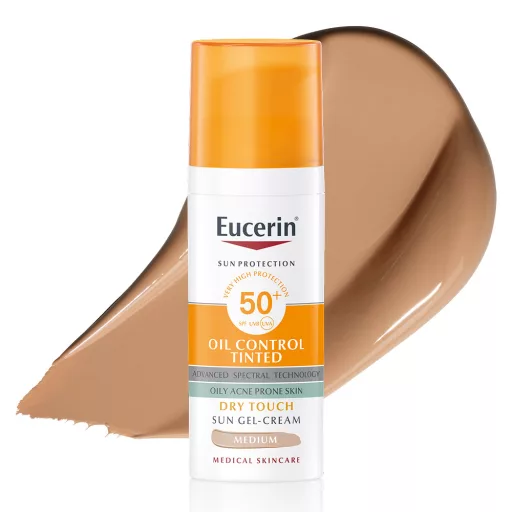 Eucerin Sun Oil Control színezett napozó krém-gél arcra medium SPF50+ 50 ml