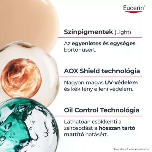 Eucerin Sun Oil Control színezett napozó gél-krém arcra light SPF50+ 50 ml
