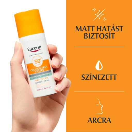 Eucerin Sun Oil Control színezett napozó gél-krém arcra light SPF50+ 50 ml