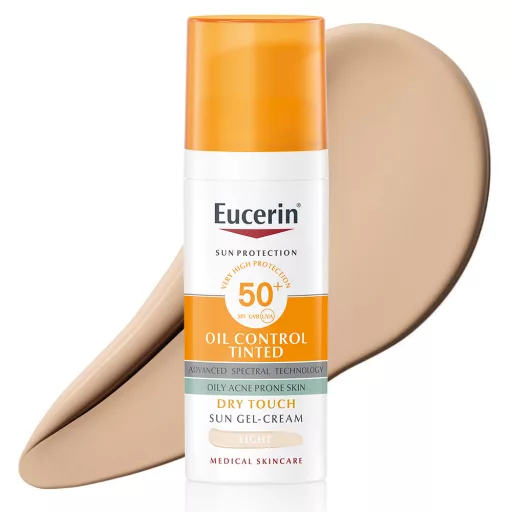 Eucerin Sun Oil Control színezett napozó gél-krém arcra light SPF50+ 50 ml