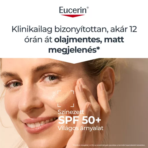 Eucerin Sun Oil Control színezett napozó gél-krém arcra light SPF50+ 50 ml