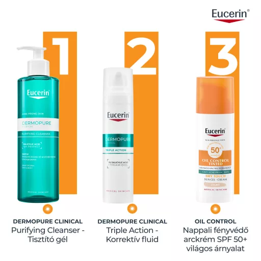 Eucerin Sun Oil Control színezett napozó gél-krém arcra light SPF50+ 50 ml