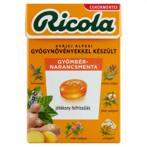 Ricola gyömbér narancsmenta cukorka 40 g 