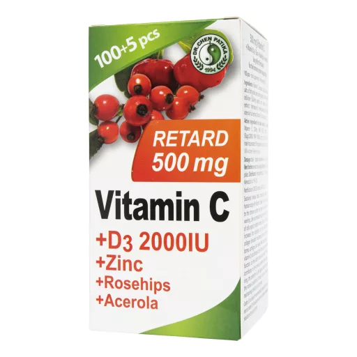 Dr. Chen C-vitamin 500 mg D + Zn + Csipkebogyó + Acerola retard filmtabletta 105 db