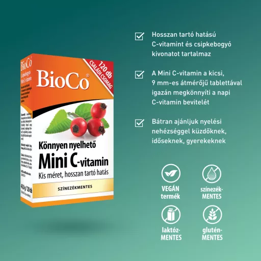 BioCo Mini C-vitamin csipkebogyóval tabletta 120 db