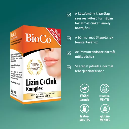 Bioco Lizin C + Cink Komplex Megapack tabletta 100 db