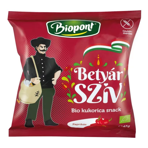 Biopont Betyár szív kukorica snack paprikás 45 g