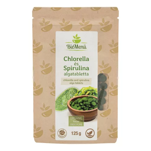 BioMenü bio chlorella és spirulina alga tabletta 125 g
