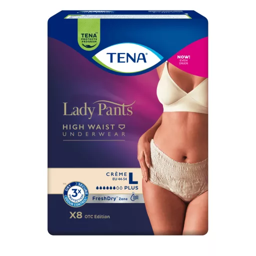 TENA Lady Pants Plus inkontinencia fehérnemű krém L 8 db