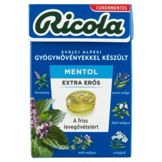   Ricola gyógynövényes extra erős mentol cukormentes cukorka 40 g