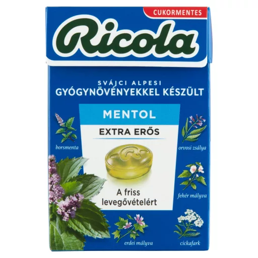Ricola cukormentes gyógynövényes cukorka - extra erős mentol 40 g