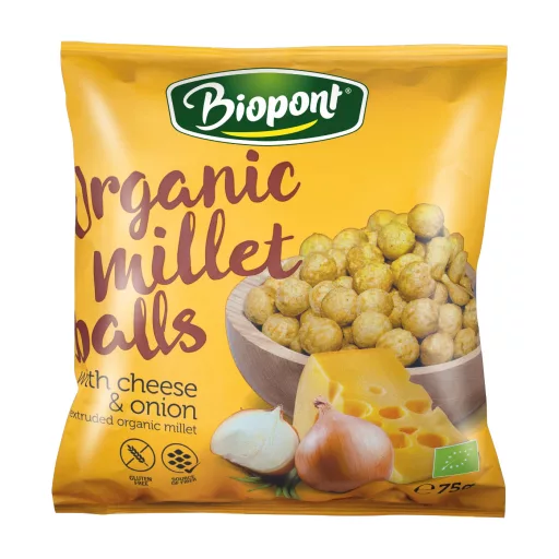 Biopont Bio kölesgolyó sajtos-hagymás extrudált snack 75 g