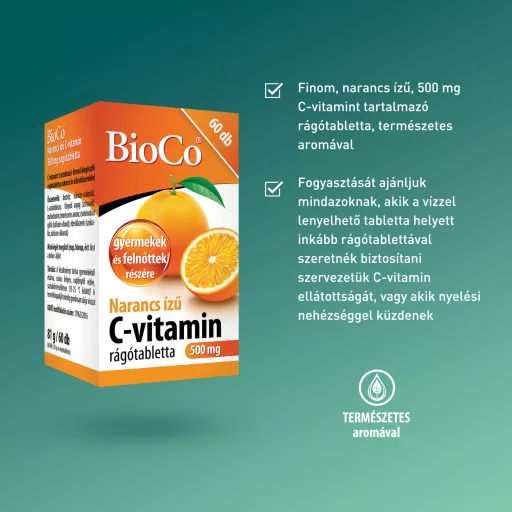 BioCo C-vitamin 500 mg narancs ízű rágótabletta 60 db