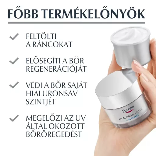 Eucerin Hyaluron-Filler ráncfeltöltő nappali arckrém SPF15 öko-utántöltő 50 ml