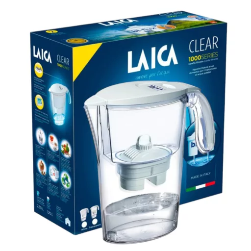 Laica Clear Line fehér vízszűrő kancsó mechanikus kijelzővel és 1 db bi-flux univerzális szűrőbetéttel