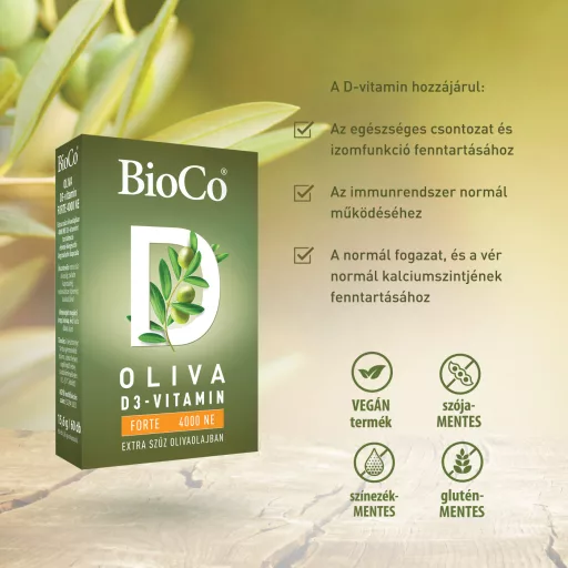 BioCo Oliva D3-vitamin Forte 4000NE lágyzselatin kapszula 60 db