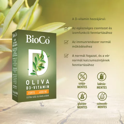 BioCo Oliva D3-vitamin Forte 4000NE lágyzselatin kapszula 60 db