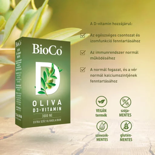 BioCo Oliva D3-vitamin 3000NE lágyzselatin kapszula 60 db