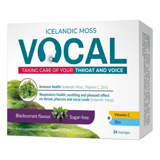 Vocal szopogató tabletta izlandi zuzmóval, C-vitaminnal - feketeribizli 24 db