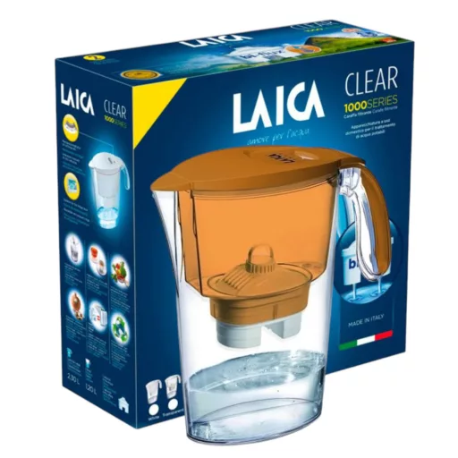 Laica Clear Line narancssárga vízszűrő kancsó mechanikus kijelzővel és 1 db bi-flux univerzális szűrőbetéttel