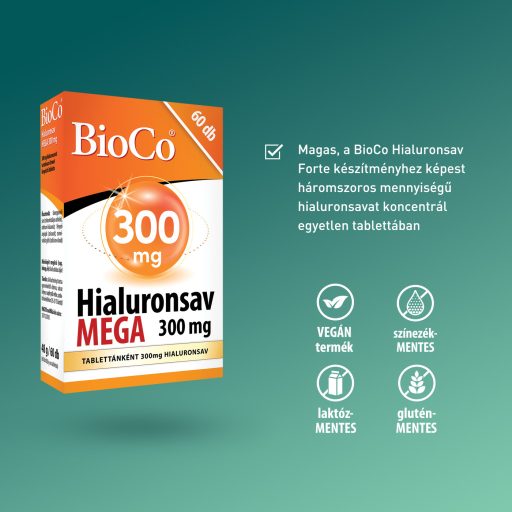 BioCo Hialuronsav Mega tabletta 300 mg 60 db