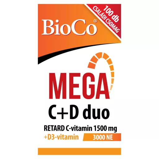 BioCo Mega C + D duo C-vitamin 1500 mg + D3-vitamin 3000NE retard filmtabletta 100 db