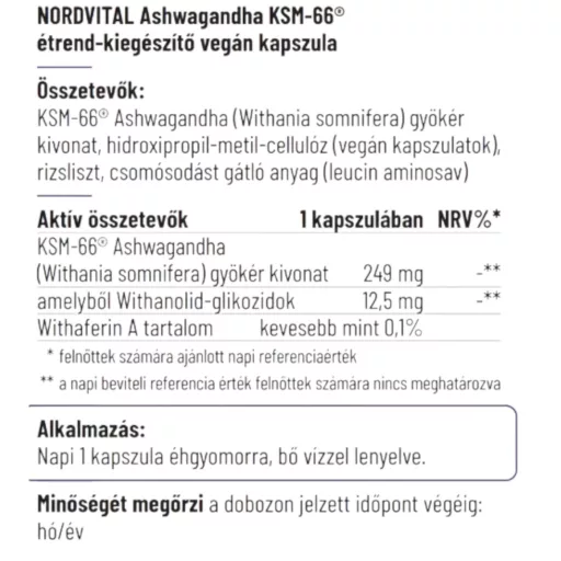 Nordvital Ashwagandha 249mg kapszula 60 db