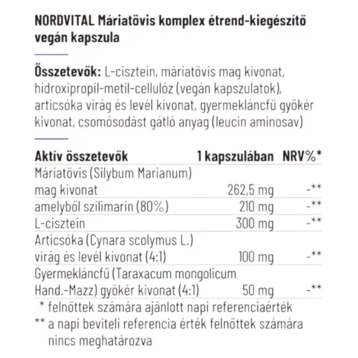 Nordvital Máriatövis komplex 210mg kapszula 60 db