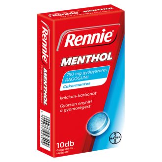 Rennie Menthol 750 mg gyógyszeres rágógumi 10 db