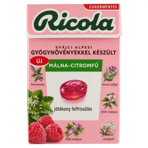 Ricola cukormentes gyógynövényes cukorka - málna-citromfű 40 g