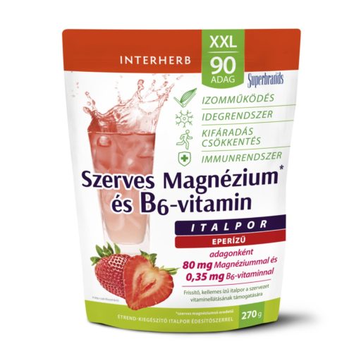 Interherb XXL 90 adag Szerves Magnézium+B6 eperízű italpor 270 g