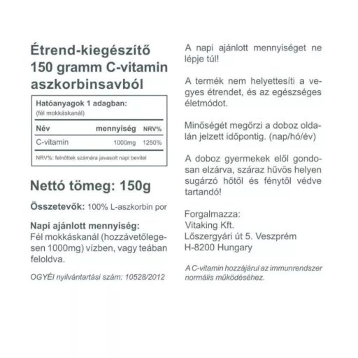 Vitaking C-vitamin Aszkorbinsav por 160 g 