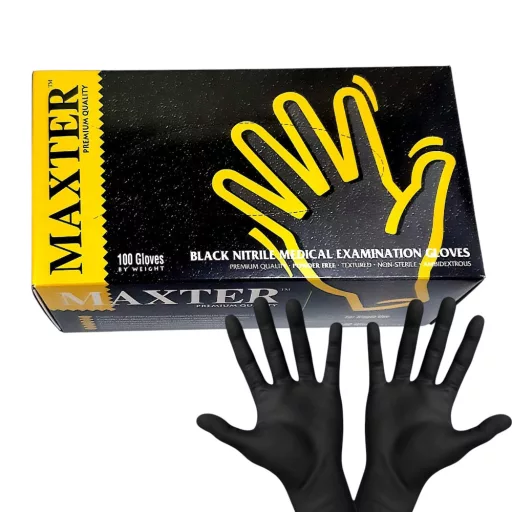 Maxter fekete nitril púdermentes vizsgálókesztyű L 100 db