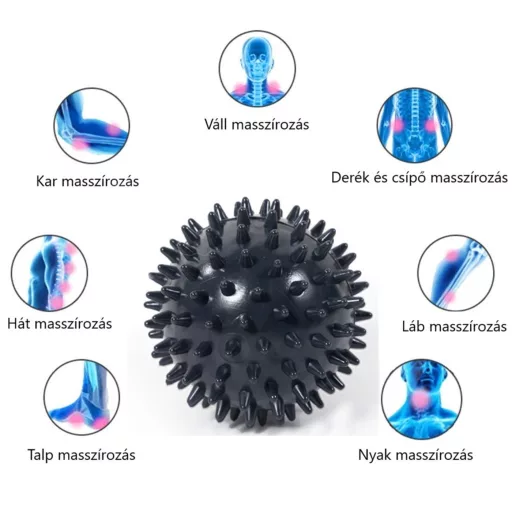 Vivamax Tüskés masszírozó labda 7,5 cm - fekete