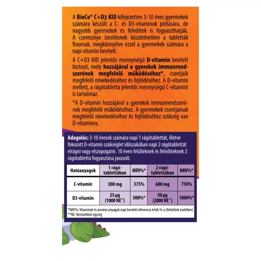 BioCo C+D3 Kids Rágótabletta 90 db