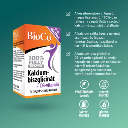BioCo Kalcium-biszglicinát + D3 filmtabletta 90 db