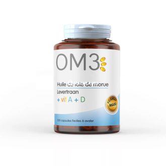   SUPERDIET OM3 Omega3 Tőkehalmájolaj + A + D vitamin lágykapszula 120 db