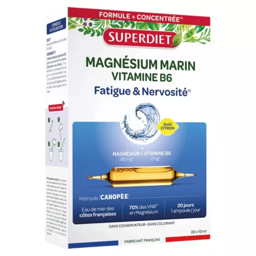 SUPERDIET Tengeri Magnézium B6-vitaminnal ivóampulla 20 x 10 ml