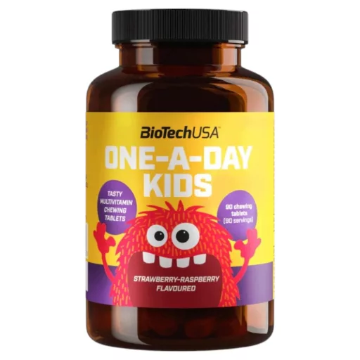 BioTechUSA One-A-Day Kids eper-málna ízű multivitamin rágótabletta 90 db