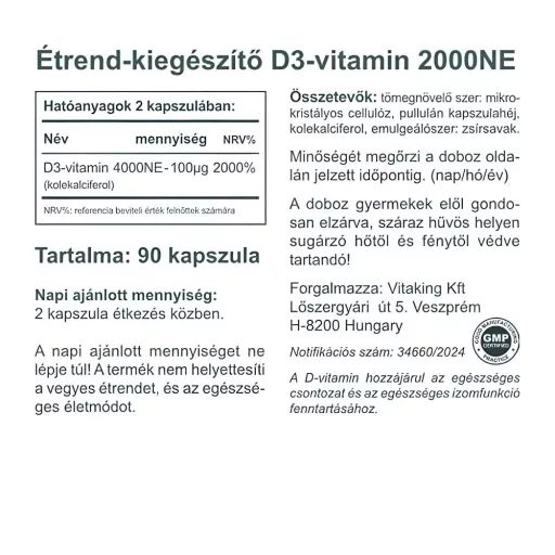 Vitaking D3-vitamin 2000NE kapszula 90 db 