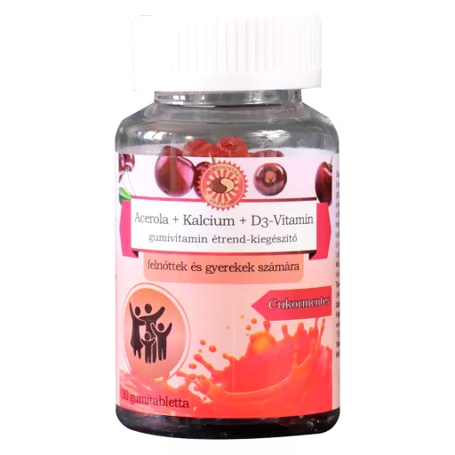 Sun Moon Acerola+Kalcium+D3-vitamin gumivitamin 30 db